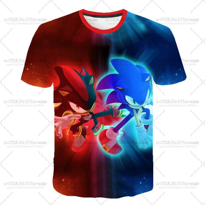 Men T Shirt Women Tee Boys Girls Top Adults Children Parent Child quick dry kid Tshirts Sonic Anime 3D Digital Printed Pattern