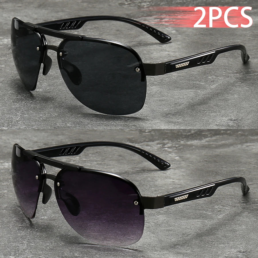 2PCS Fashion Luxury Gradient Lens  Men Women OutdoorSunglasses for Running Mountaineering Driving Fishing Travel MTB Eyewear