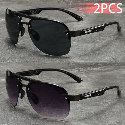 2PCS Fashion Luxury Gradient Lens  Men Women OutdoorSunglasses for Running Mountaineering Driving Fishing Travel MTB Eyewear