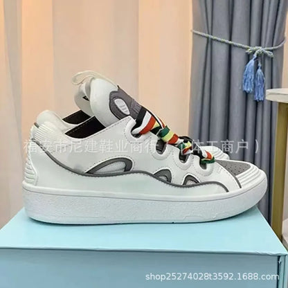 Comfortable High Heel Skate Shoes Thick Bottom Casual Sporty Dad Bag Shoes Vietnamese Cambodian New Style Knot Tied Slip-On