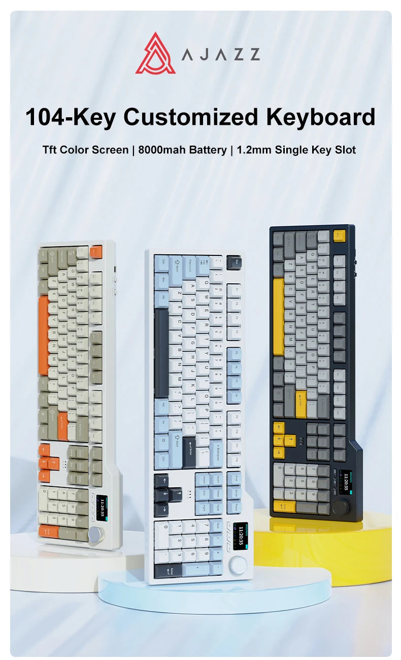Ajazz AK35I V3/V4 MAX Tri-mode Wired Bluetooth Wireless Gaming Keyboard Gasket Full Key Hot Swap 104 Keys Customized Keyboard