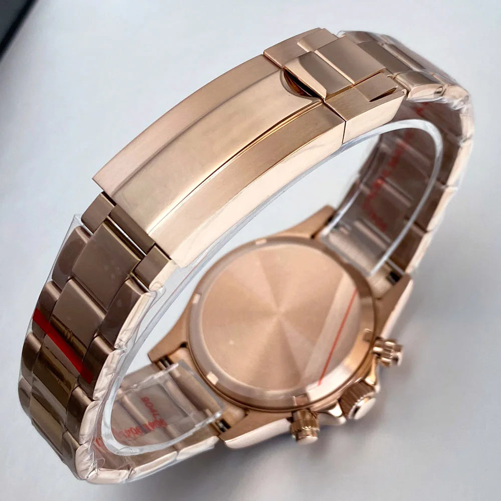 Luxuriöse VK63 Herrenuhr mit Quarzwerk, Business-Chronograph, 39mm, Stahl/Roségold, Datum, leuchtendes Zifferblatt, voll funktionsfähiger Chronograph