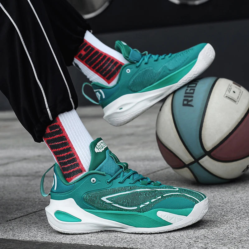Men's Basketball Shoes Breathable Cushioning Non-Slip Wearable Runing Shoes Gym Training Athletic Basketball Sneakers for Men