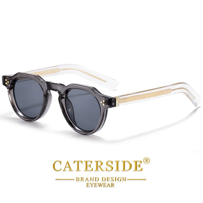 CATERSIDE Retro runde herresolbriller i høj kvalitet, tyk stil, til kvinder, udendørs, rejse, forretning, kørsel, dekorative briller, UV400