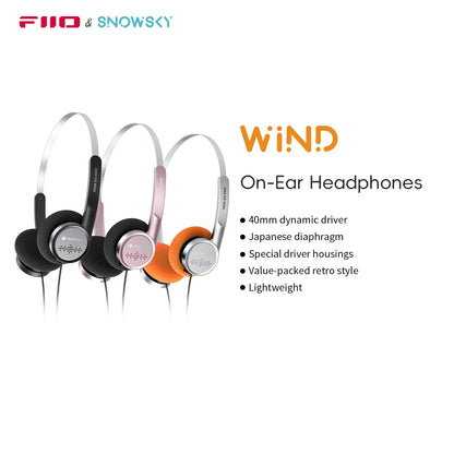 Snowsky/FiiO Wind 3.5mm ON-Ear Headphones for Recording Gaming with Microphone, 40mm Diaphragms driver, HiFi Sound