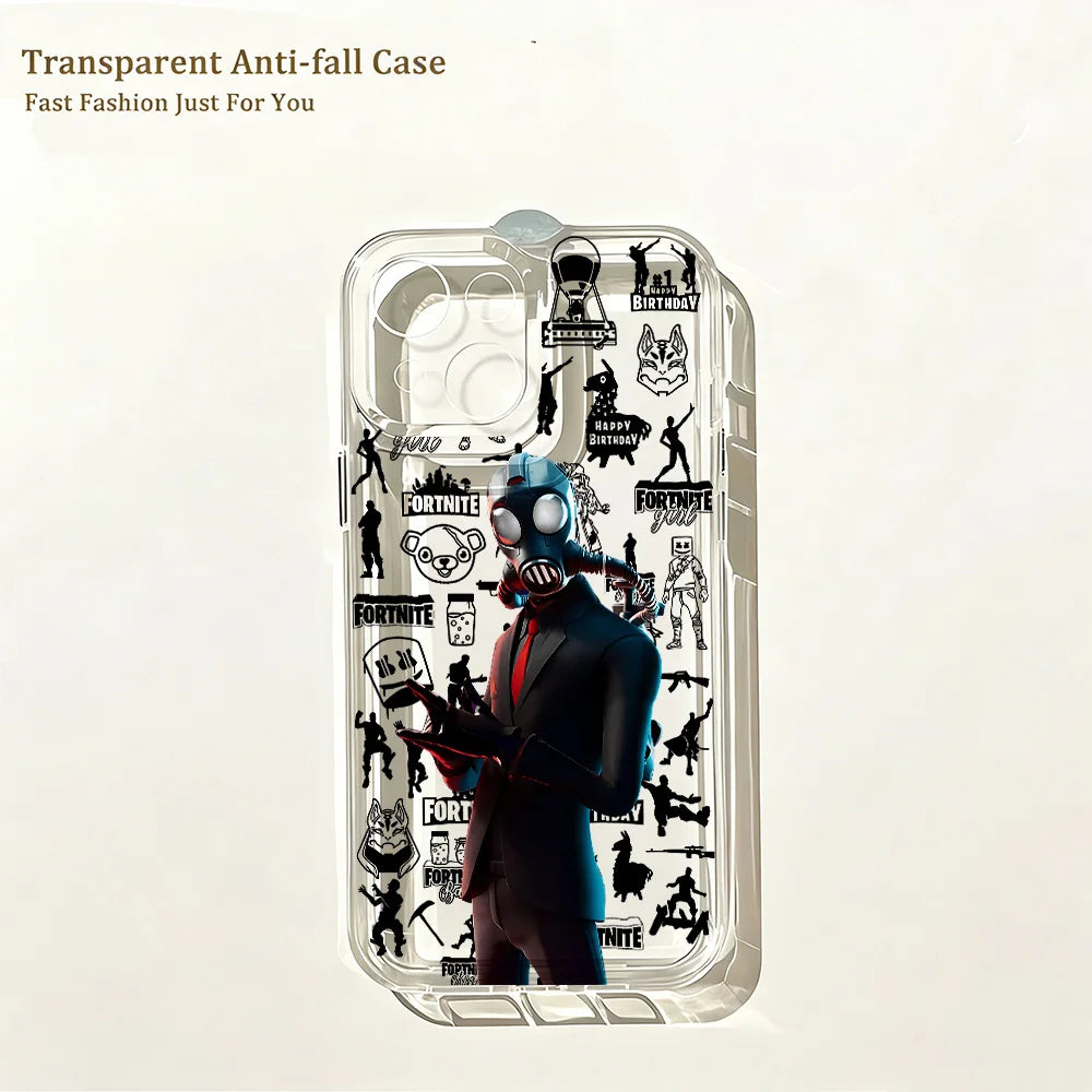 Capa de Telemóvel Hot Game F-Fortnites para iPhone 17e 17 16 16e 15 14 13 12 11 Mini Pro Max X XR XSMax 7 8 Air Plus com Traseira Transparente