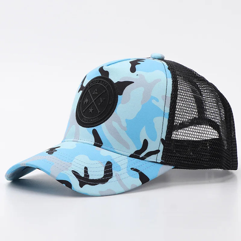 Letní síťovaná baseballová čepice pro ženy a muže s písmenkovou nášivkou, snapbacková čepice, ležérní, prodyšná, unisex, street, hip hop, trucker čepice