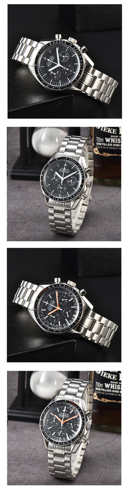 Moons Men's Watch for Man Fashion Quartz Watch Waterproof Chronograph AR Sapphire Glass