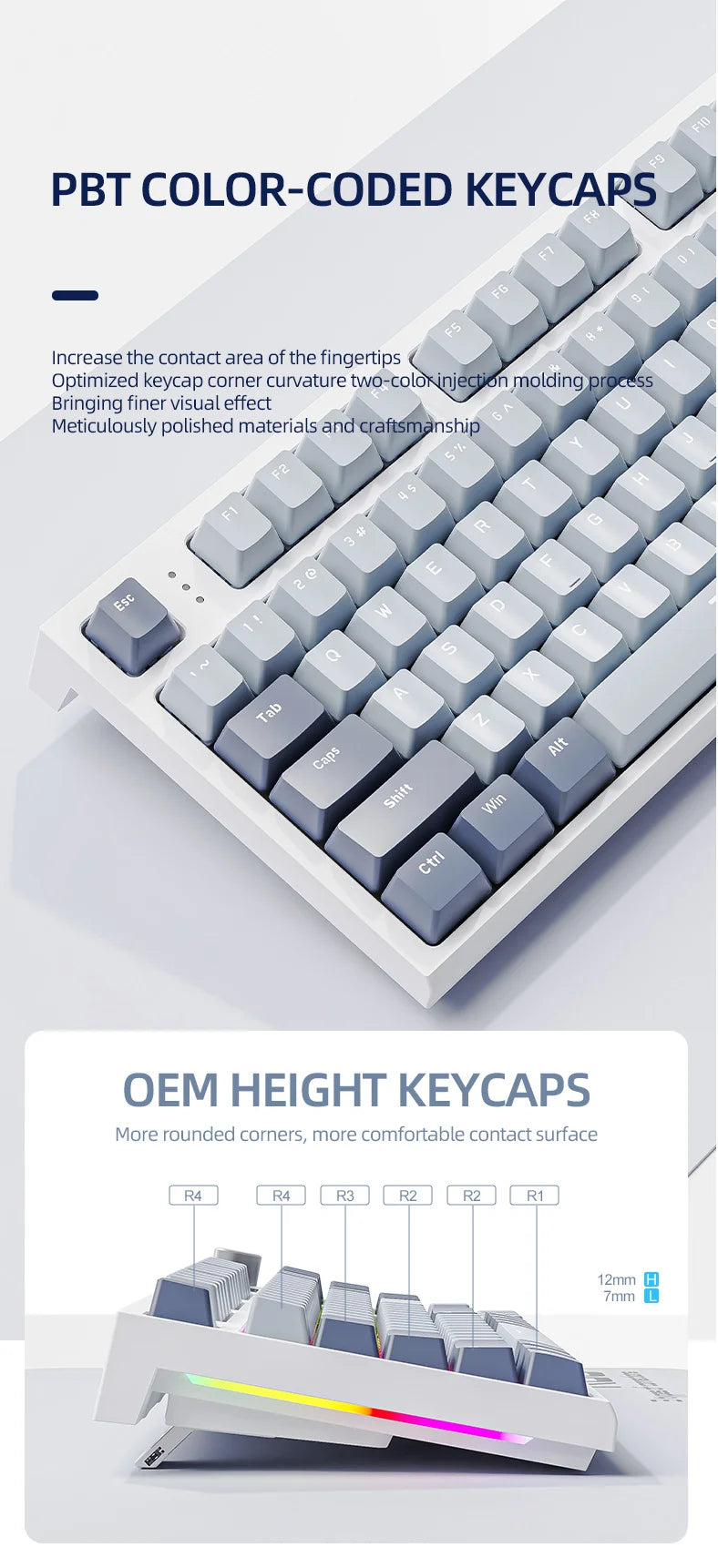 ATTACK SHARK K86 Mechanical Keyboard with Metal Knob, TFT Smart Color Screen, 87-key Layout, RGB Lighting, and Three-mode Connection