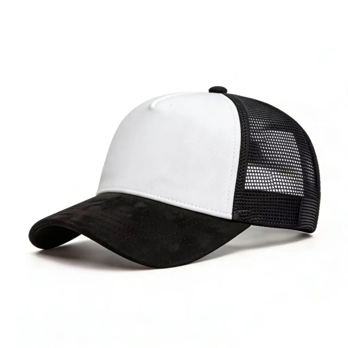 Vasaros tinklinė beisbolo kepurė moterims ir vyrams, vienspalvė suede kepurė su emblema, „snapback“ stiliaus kepurė, kasdienė, kvėpuojanti, unisex, gatvės stiliaus, hip-hopo ir „trucker“ stiliaus kepurės