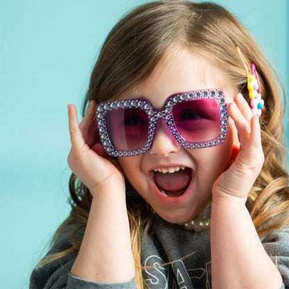 Kids Fashion Sunglasses Square Glitter Children Sun Glasses Boy Girl Stylish Diamond Goggles Baby Shades Party Eyewear UV400