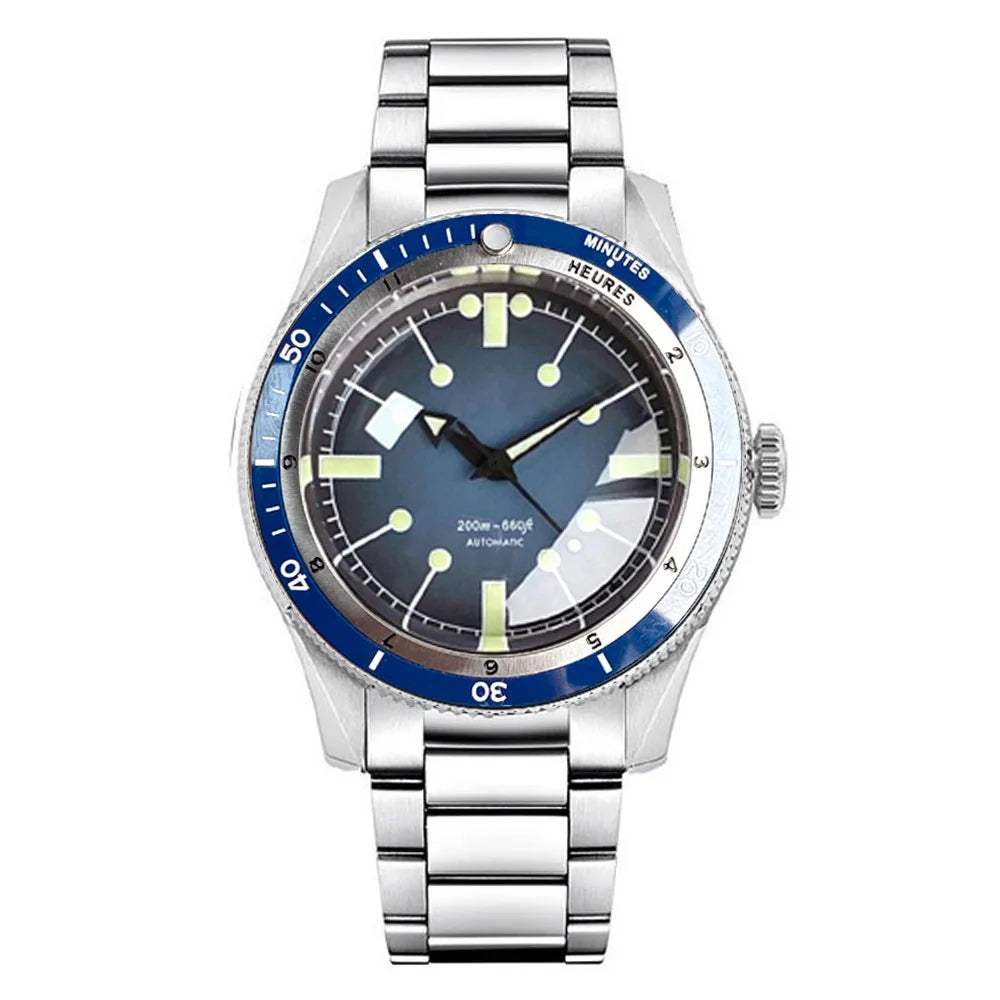 Tandorio NH35A PT5000 Mechanical Men's Watch 20BAR Waterproof Sapphire Luminous Red Black Dial Stainless Steel Bracelet New Clock