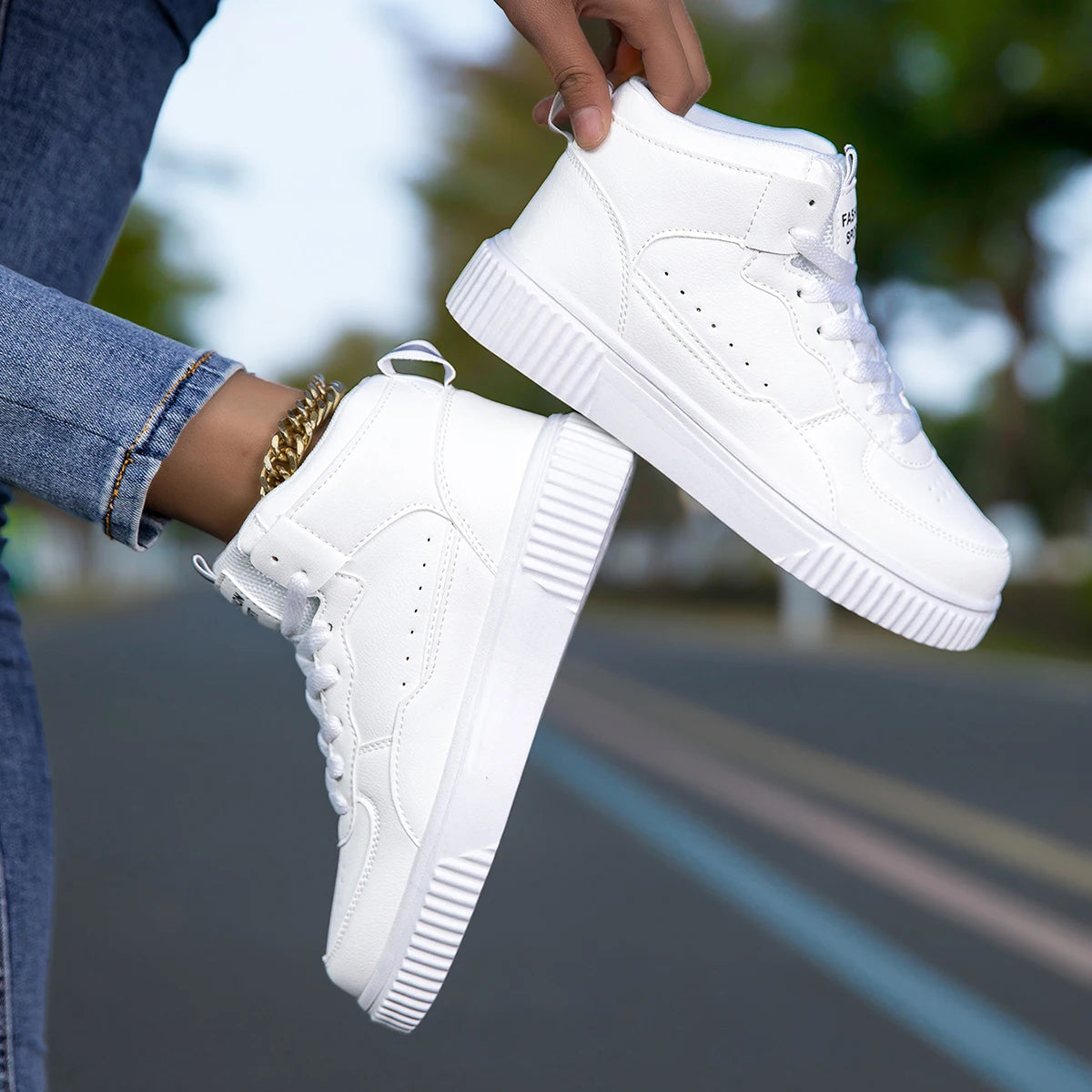 New Style Men’s Casual Leather Shoes, Trendy, Breathable, Versatile Sports White Sneakers, Leather Trendy Shoes