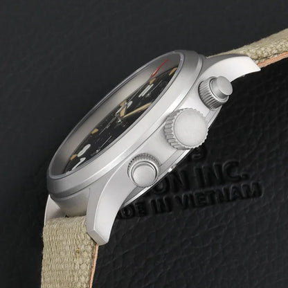 Reloj cronógrafo de cuarzo Militado VK61 VK67, 39 mm, caja de acero inoxidable 316L, 3 esferas, resistente al agua 100M, reloj militar multifunción