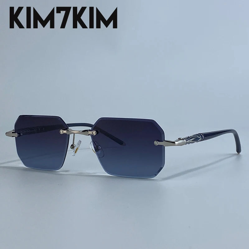 Square Rimless Punk Sunglasses Men 2026 Luxury Brand  Polygon Frameless Sun Glasses For Male Steampunk Driving Eyewear Shades