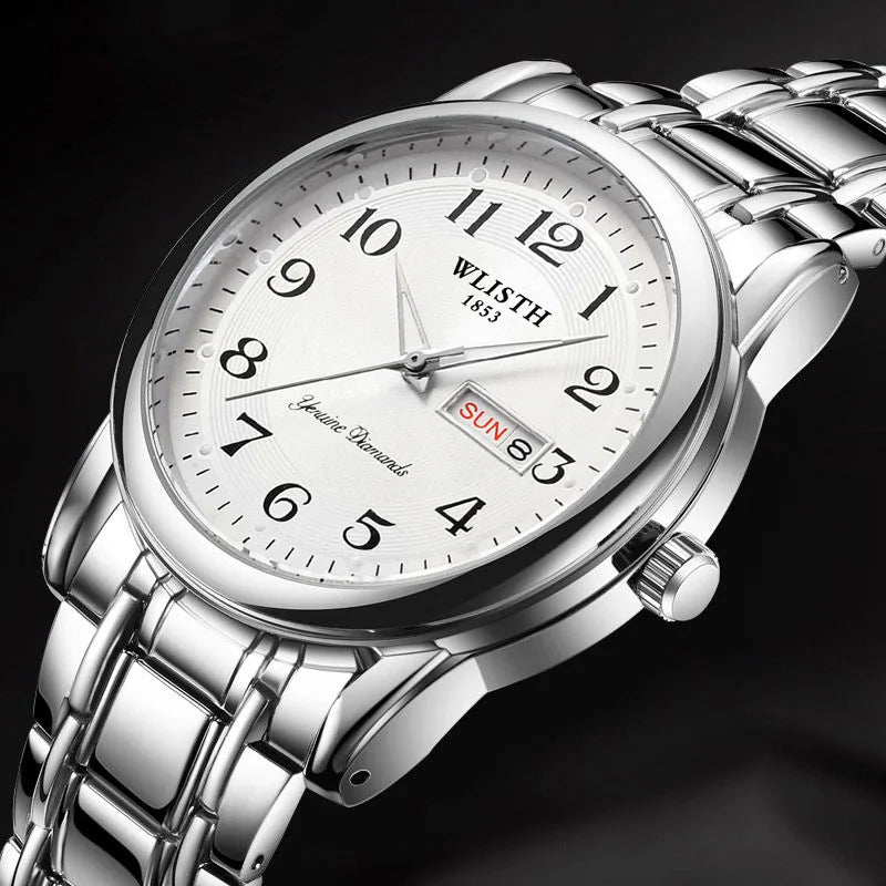 Relógio de luxo para mulher, relógio de quartzo, relógio de pulso digital, à prova de água, com calendário e visor iluminado; estilo moderno e profissional, adequado também para homens.