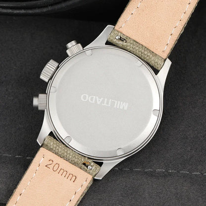 Reloj cronógrafo de cuarzo Militado VK61 VK67, 39 mm, caja de acero inoxidable 316L, 3 esferas, resistente al agua 100M, reloj militar multifunción