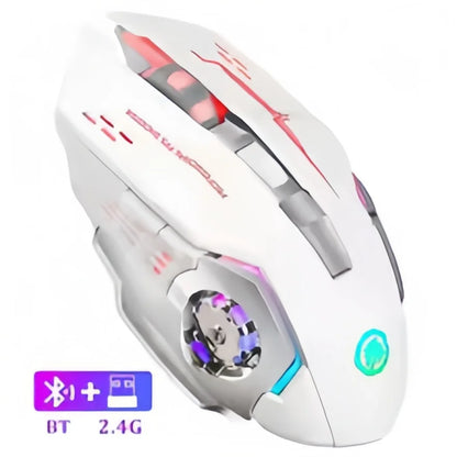 Ratón gaming inalámbrico recargable – Bluetooth/USB silencioso, retroiluminación RGB, e-sports para PC