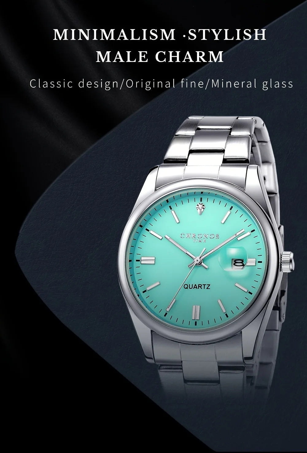 CHRONOS Luxury Men Dress Watches Waterproof Luminous Date Men's Business Quartz Wristwatches Stainless Steel Watch Male Reloj
