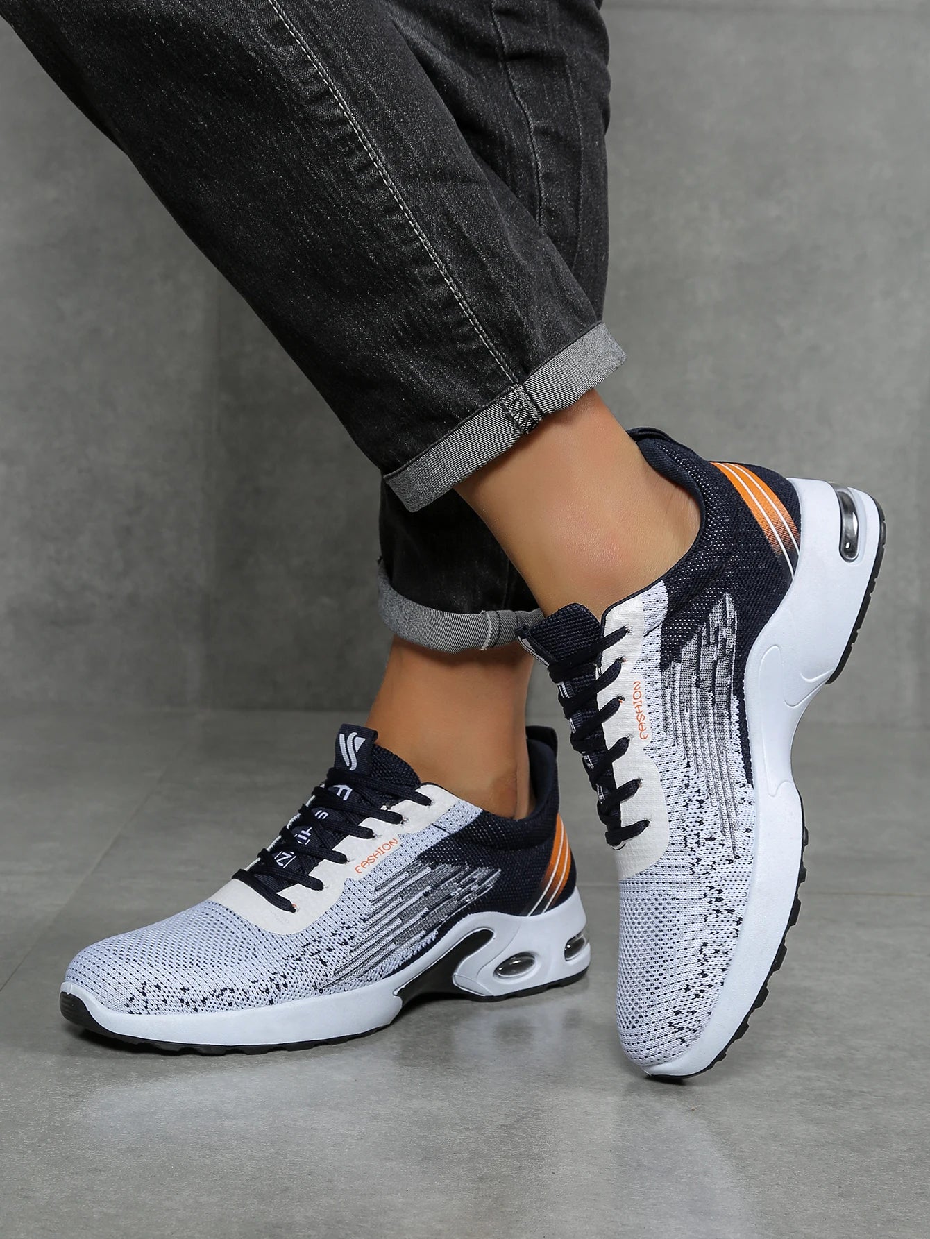 Herrenschuhe, lässige Herrenschuhe, atmungsaktives Mesh, Luftpolsterung, weiche Sohle, modische Sportschuhe im Color-Block-Design