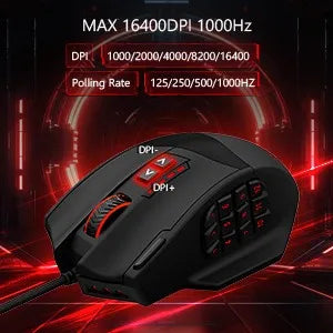 E-YOOSO X-39 programmierbare Gaming-Maus, kabelgebundene RGB-Maus mit 18 Tasten, 8 herausnehmbaren Gewichten, 5 DPI-Stufen, ergonomischem Griff für Computer