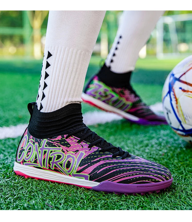 Miesten ja naisten jalkapallokengät ulkokäyttöön, pitävät nappulakengät jalkapallokentälle, ultrakevyet futsal-lenkkarit, TF/FG-piikkipohjaiset jalkapallokengät