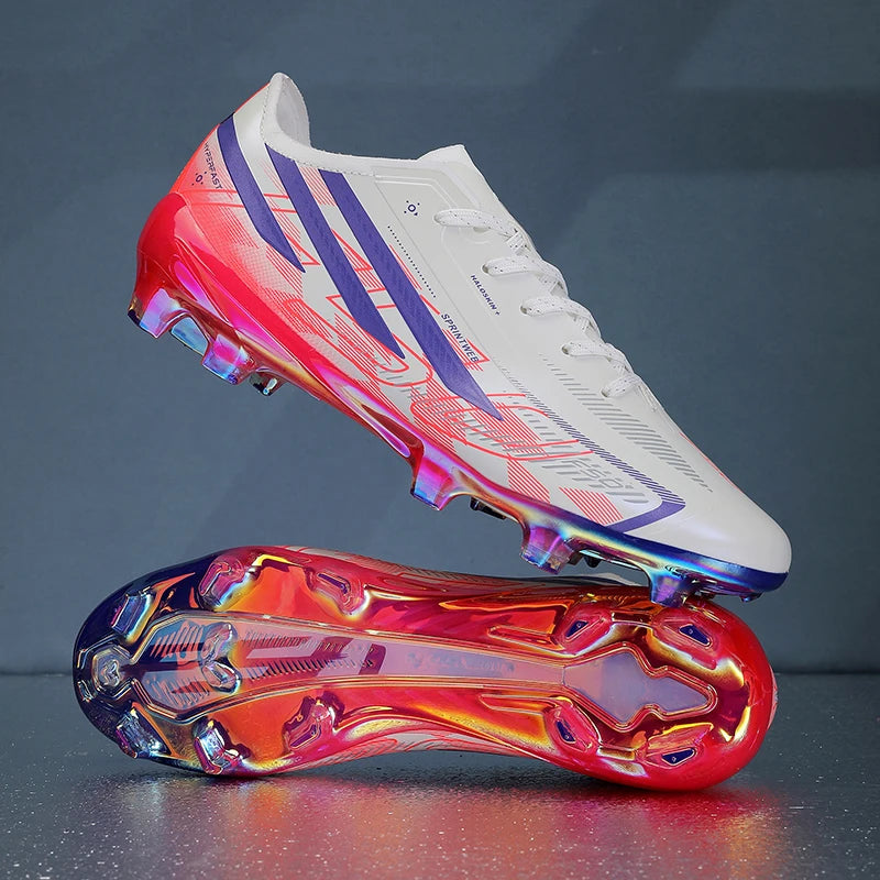 Chaussures de football pour adultes, économiques, en tissu mélange de polyuréthane, avec crampons en caoutchouc résistants et antidérapants, idéales pour les amateurs et les passionnés de football.