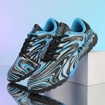Chaussures de football pour hommes de haute qualité, sans lacets, couleur rose, modèle à enfiler, crampons antidérapants, chaussures de football pour garçons, modèles TF/FG pour l'entraînement, chaussures de football p