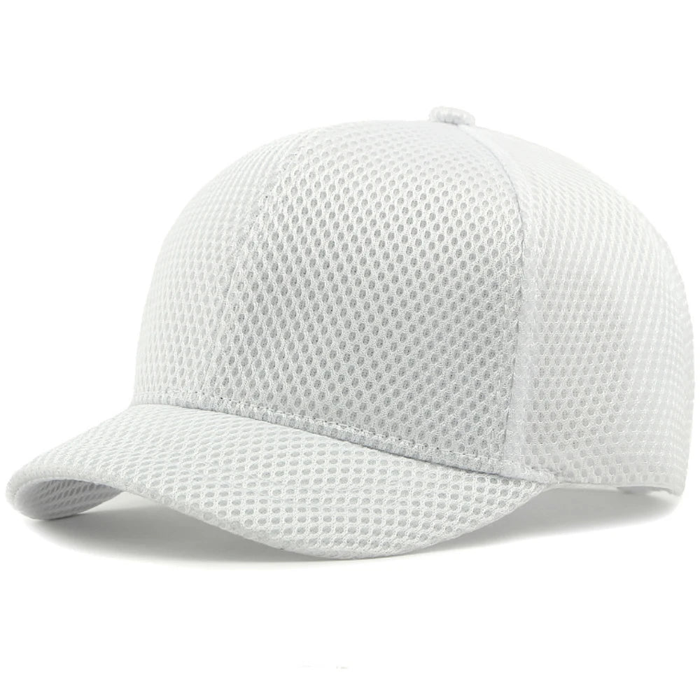 HT4828 Gorra de béisbol de ala corta de 5 cm para hombre, 6 paneles, gorra de béisbol de malla transpirable, gorra tipo «trucker», para hombre y mujer, lisa, sin estampados, con cierre a presión