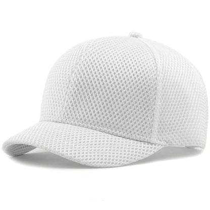 HT4828 Gorra de béisbol de ala corta de 5 cm para hombre, 6 paneles, gorra de béisbol de malla transpirable, gorra tipo «trucker», para hombre y mujer, lisa, sin estampados, con cierre a presión