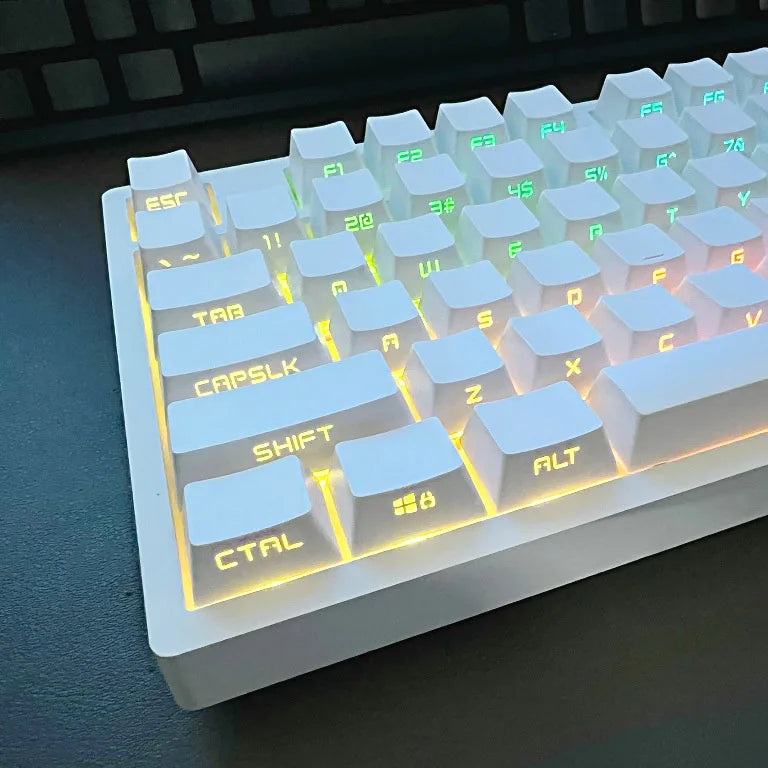 131 Tasten seitlich gravierte, hintergrundbeleuchtete Keycaps für mechanische Tastaturen mit Cherry MX Switches, OEM-Profil, ABS-Keycaps, individuelle Tastenkappen für DIY