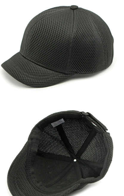 HT4828 Gorra de béisbol de ala corta de 5 cm para hombre, 6 paneles, gorra de béisbol de malla transpirable, gorra tipo «trucker», para hombre y mujer, lisa, sin estampados, con cierre a presión