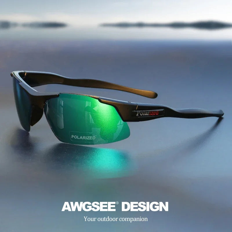 Men's Semi-Rim Polarized Sports Glasses - Matte Durable Frame & HD Coated Lenses for Golf/Fishing/Travel/Daily Use