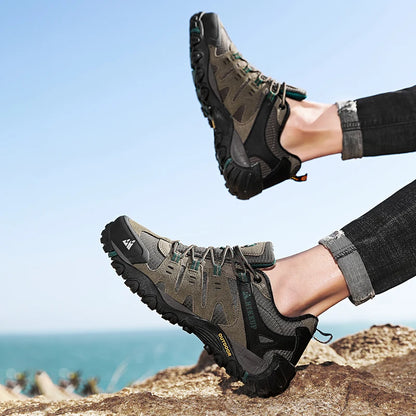 HIKEUP Herre-vandresko i ruskind, udendørssko, slidstærke herresko til trekking, vandring, jagt og taktiske sneakers