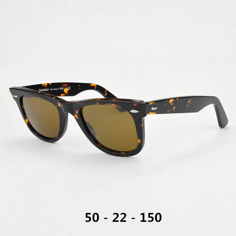 Klassiske solbriller med glaslinser Acetat-solbriller til mænd Y-2140 Design med dobbelt nitte Elegante firkantede UV-solbriller til kvinder