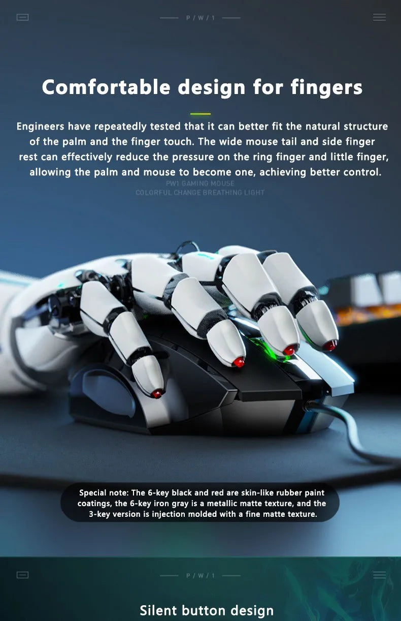 Inphic W1 Wired Gaming Mouse USB Esports Mouse with Adjustable DPI, Programmable Macro Buttons, Silent Click Office & Gaming Mouse