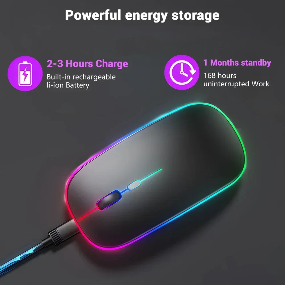 Mouse wireless ricaricabile a doppia modalità Bluetooth compatibile e 2.4G USB per computer, laptop, iPad, tablet e notebook, mouse da gaming