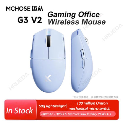 Mouse da gaming wireless MCHOSE G3 V2 Pro Tri-Mode Bluetooth 800mAh ricaricabile, leggero, con ergonomia personalizzata per esports