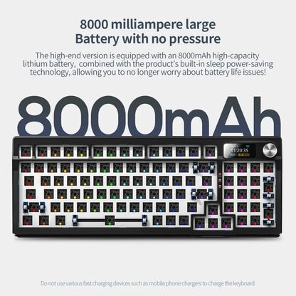 YINDIAOY95 Keyboard Kit Hotswap TFT Screen Full RGB Backlit 2.4GHz Bluetooth Wireles Custom DIY Mechanical Keyboard