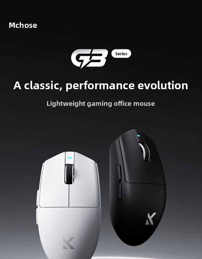 Mouse wireless MCHOSE G3 V2 PRO Bluetooth Tri Mode ergonomico e leggero per laptop, ufficio e gaming, accessori per computer