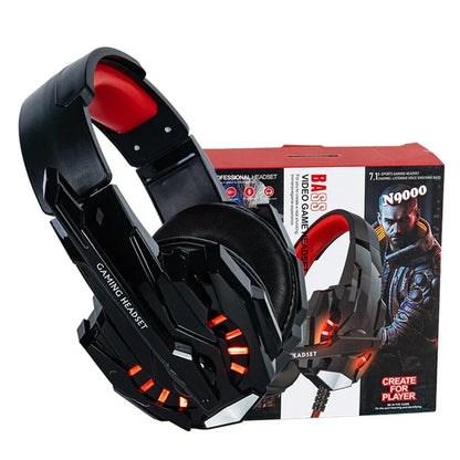 Creative Wired Gaming Headset with Microphone – LED Light Bass Stereo Gaming Headphones for PC, PS4, PS5, Xbox – High Quality Gaming Headset
