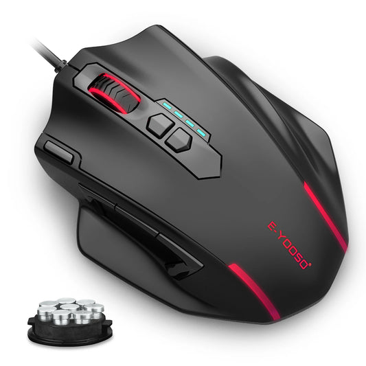 E-YOOSO X-41 Pro USB-trådbunden gamingmus med RGB-bakgrundsbelysning, 12400 DPI, 11 programmerbara knappar, ergonomisk mus för arbete, dator, PC och laptop