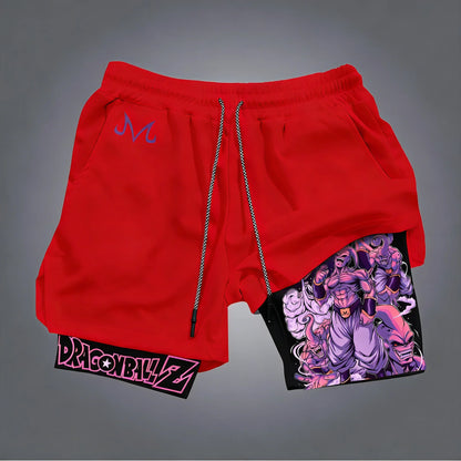 Dragon Ball Anime Majin Buu Trendy Printed Double Layer Shorts 2026 Men's Summer Boxing Sports Quick Drying Breathable Shorts