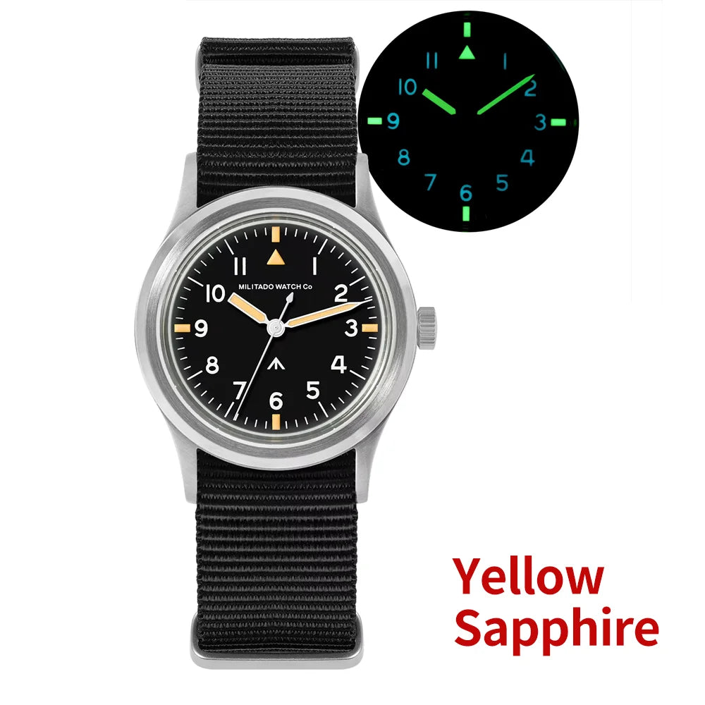 Militado ML14 Quartz Watch Cream Dial VH31/VH65 Sweep Movement Bubble K1/ Sapphire Luminous 36Mm Vintage Watches 100M Waterproof