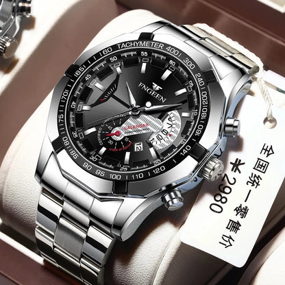 Men’s wristwatch, military, casual or sporty style, quartz, from a prestigious brand, made entirely of steel, water-resistant