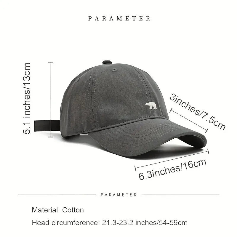 Stylish Bear Embroidered Baseball Cap Sun Protective Breathable Adjustable Ideal Casual Hat Men Women Unisex Baseball Cap