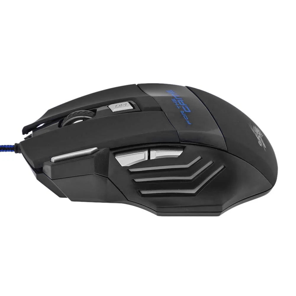 Mouse da gaming cablato con retroilluminazione a 7 colori, 5500 DPI regolabili, mouse ottico cablato nero per PC gaming e computer desktop