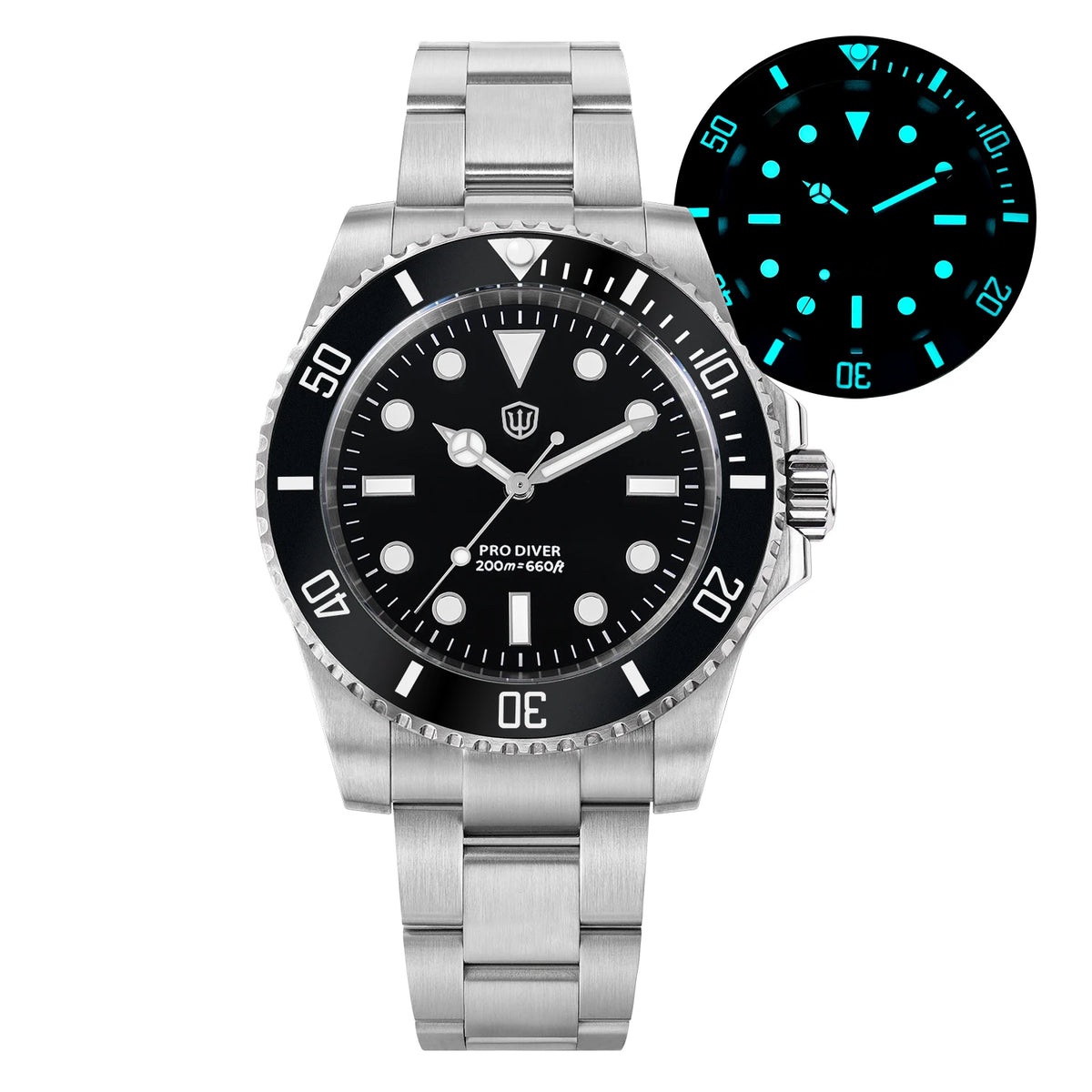 Watchdives WD1680Q V2 VH31 Sweep Second Quartz Watch Ceramic Bezel Ar Sapphire Bgw9 200M Waterproof 316L Wrist Watch Men Watches