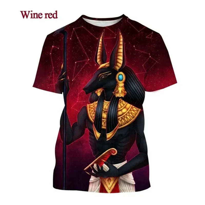 Grim Reaper Anubis Tee Shirts 3D Printed Ancient Egyptian God T Shirt Eye of Egypt Pharaoh Fashion Harajuku Short Sleeve T-shirt