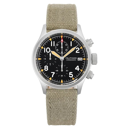 Reloj cronógrafo de cuarzo Militado VK61 VK67, 39 mm, caja de acero inoxidable 316L, 3 esferas, resistente al agua 100M, reloj militar multifunción